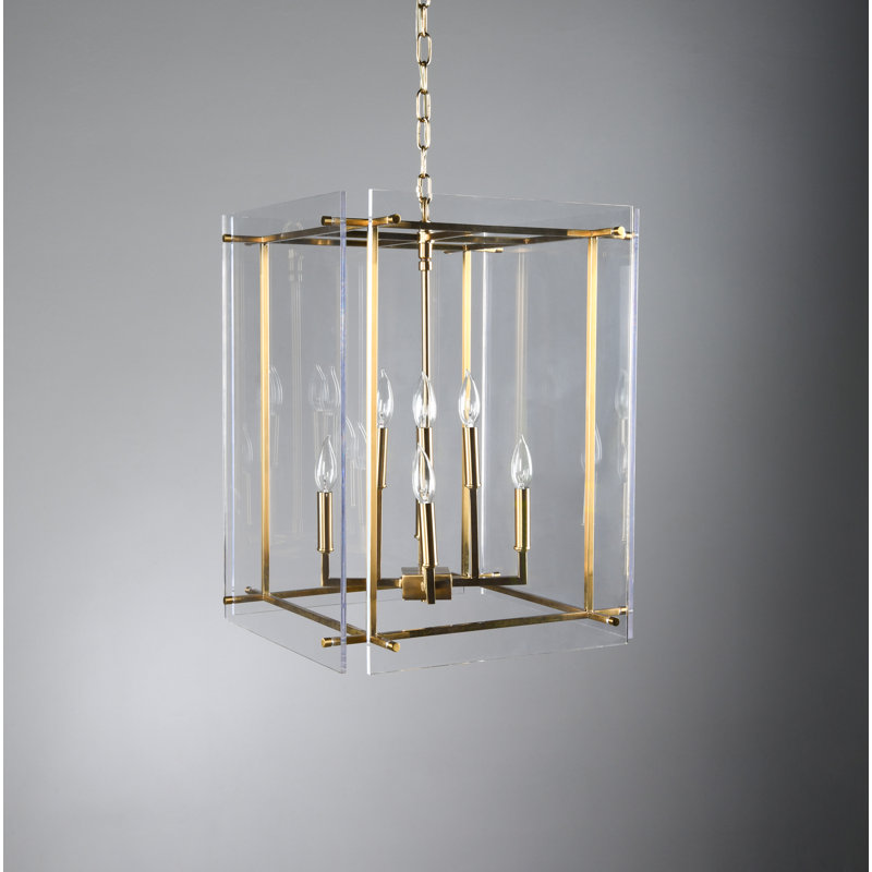 Lena 8 - Light Lantern Square / Rectangle Chandelier, Gold