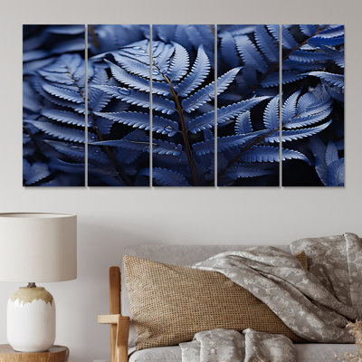 Blue Ferns Indigo Tranquility I Plants & Flowers Wall Decor on Metal
