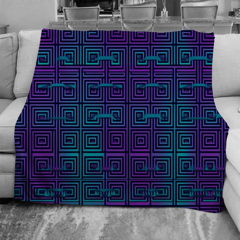 Couverture en molleton Greek Key, Simple, Géométrique, Bleu/mauve