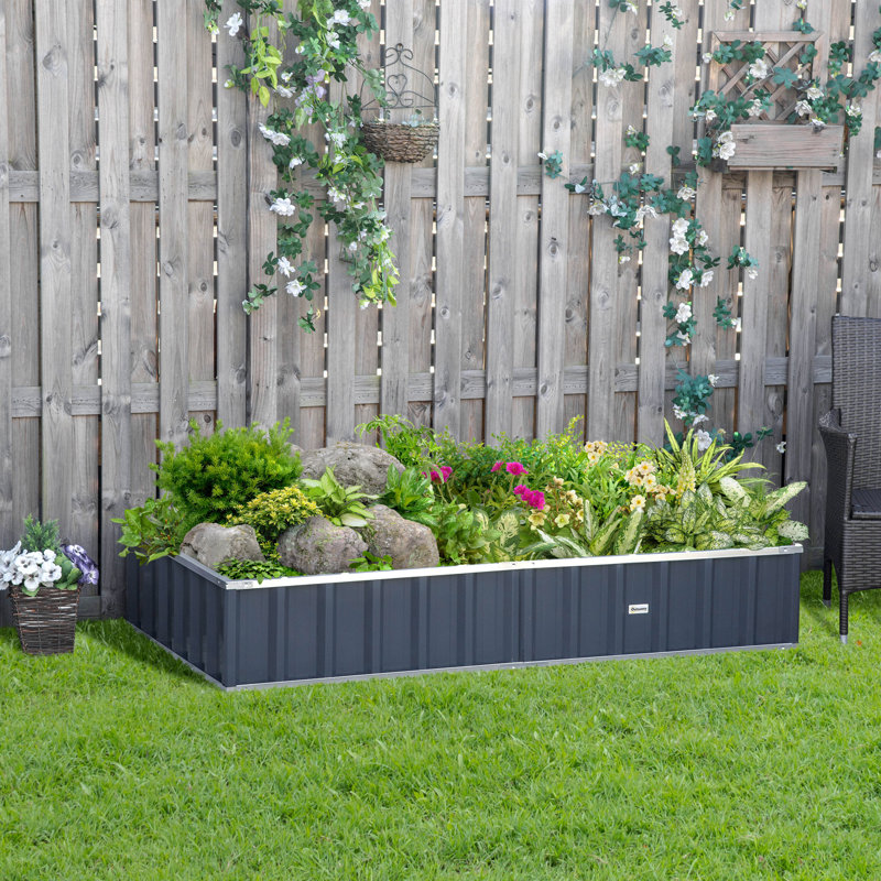 Large Dark Gray Metal Raised Garden Bed for Outdoor Spaces