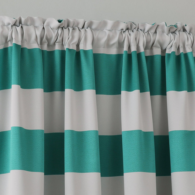 Zamudio Room Darkening Curtain Pair, Teal/White, 52" W x 45" L