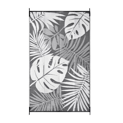 Gray Water-Resistant Outdoor Rug Plastic Straw Area Rug