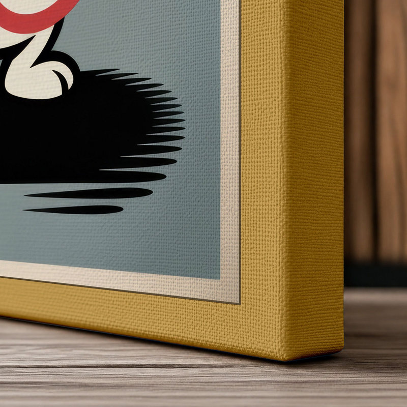 Cheerful Rabbit With Target Retro - Wrapped Canvas, 18x12 - 45.7 x 30.5 cm, Ochre Border