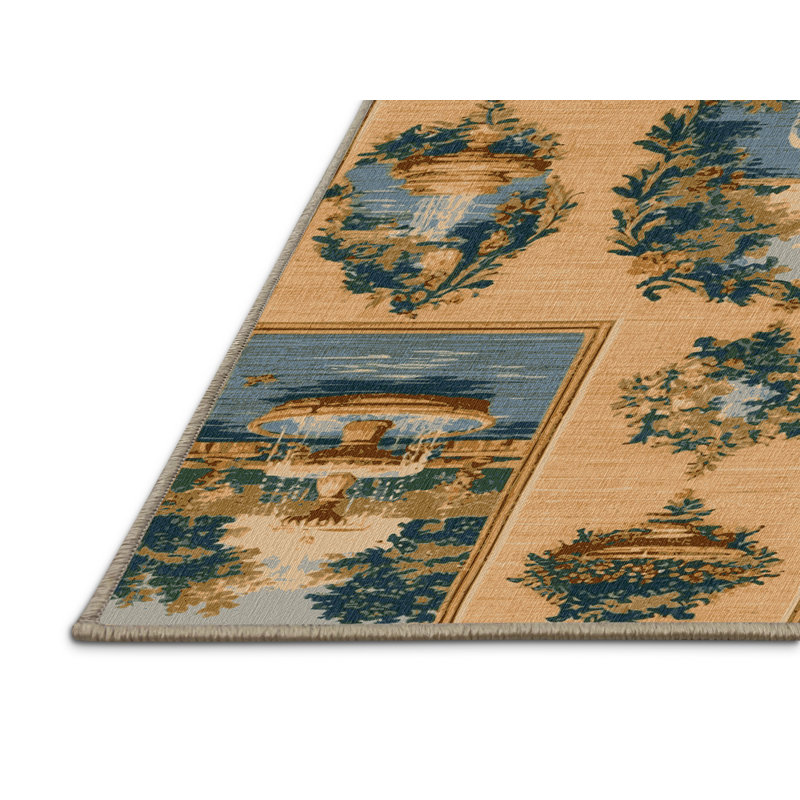 Tapis brun français lavable à la machine, Carré 4 pi