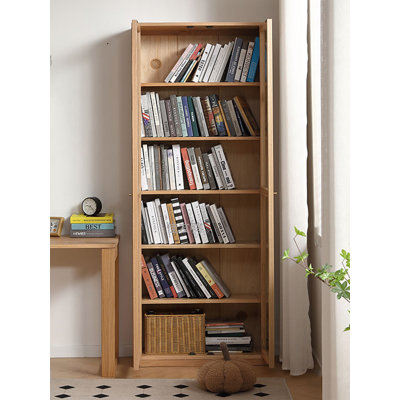 Nordic Solid Wood Red Oak Bookcase With Tempered Glass