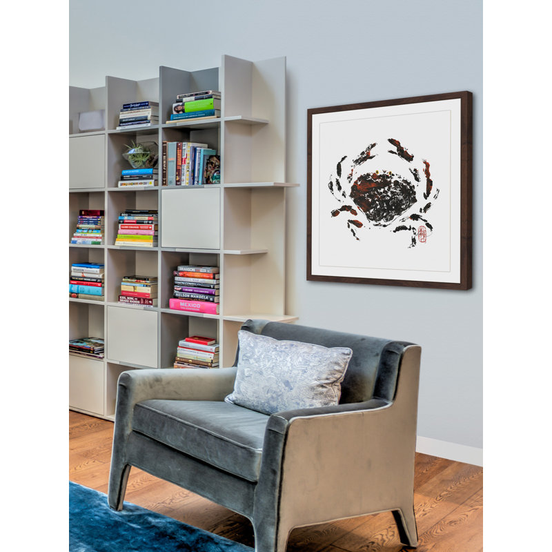 Hidden Crab Black and Brown Framed Canvas Print