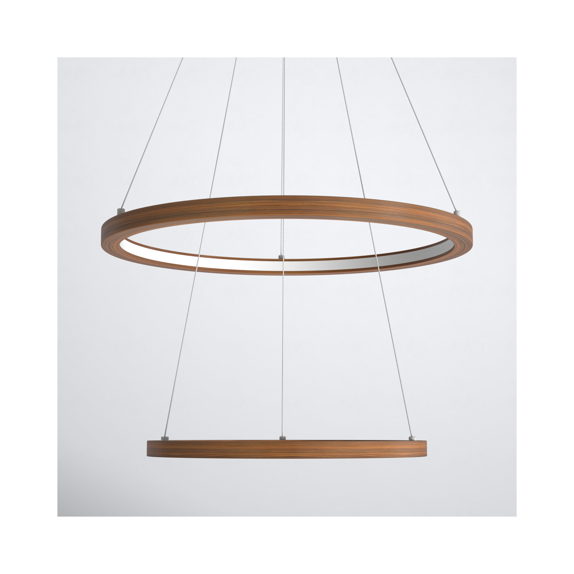 Saleigh 2 - Light Metal LED Geometric Chandelier, Walnut, 1.25" H x 28" W x 28" D