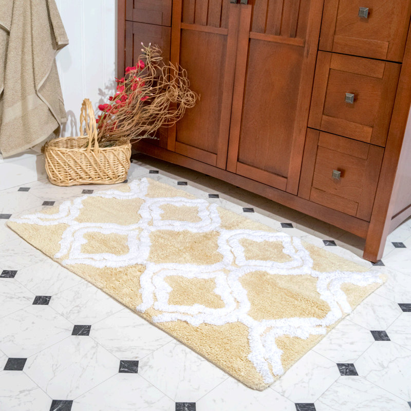 Elar Cotton Blend Non-Slip Bath Rug, Straw
