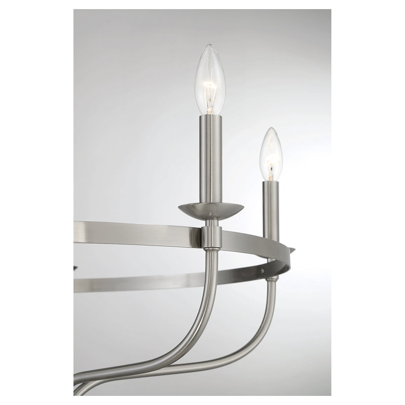 Lustre en roue de chariot à 5 lumières de style bougie Longacre en nickel brossé Longacre, Nickel brossé