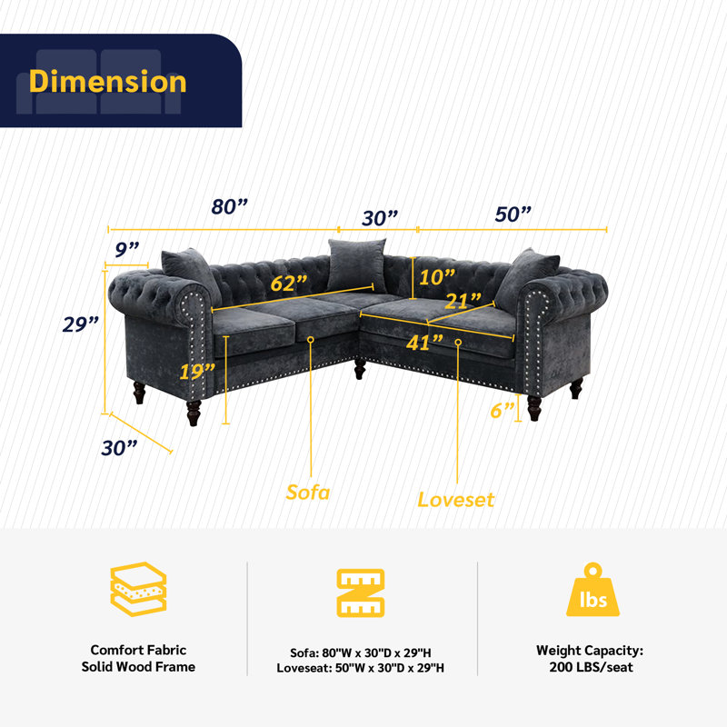 Agrim 2 - Piece Upholstered Sectional, Dark Gray
