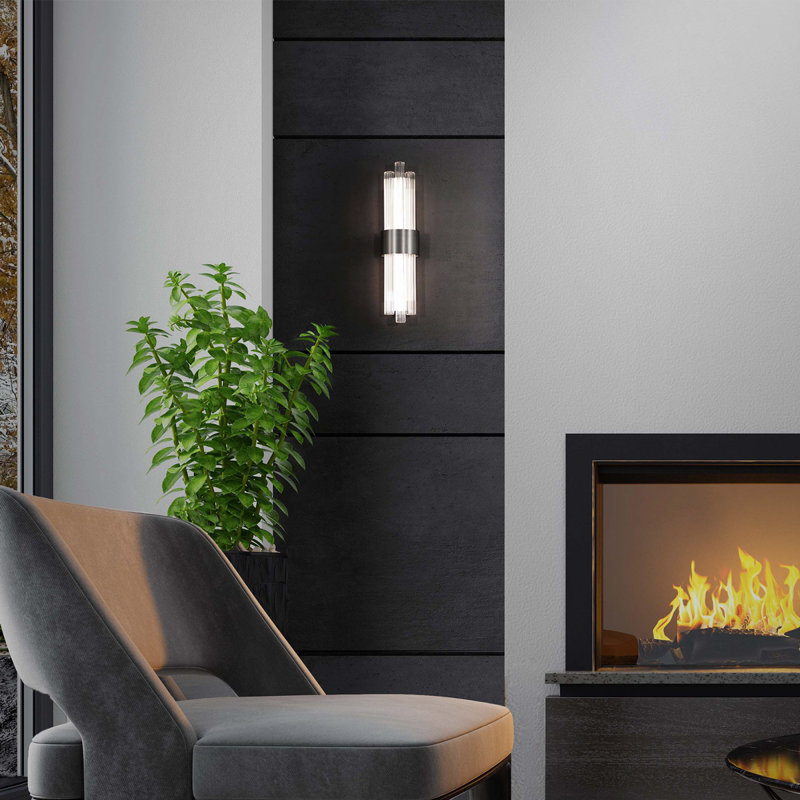 Brushed Nickel Cylinder LED Vanity Light with Clear Glass