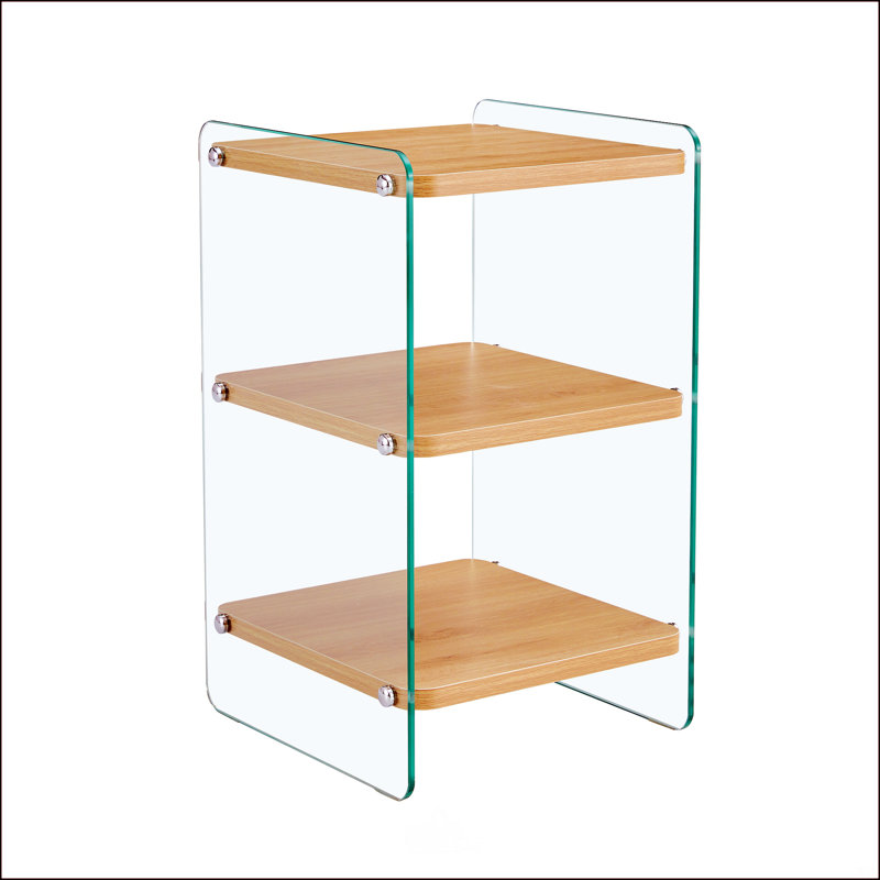 Trois niveaux de tables de chevet, Transparent / bois