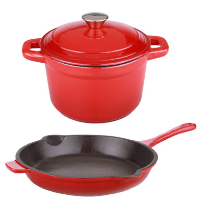 Batterie de cuisine en fonte 3 pièces Neo, poêle hollandaise ronde et poêle à frire Neo