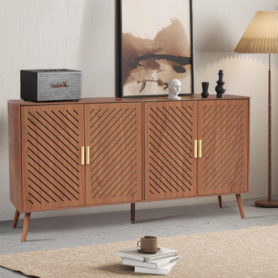 Storage Cabinet With 4 Doors, Kitchen Buffet Sideboard Cabinet,Wood Storage Organizer For Kitchen, Living Room, Dining Room,