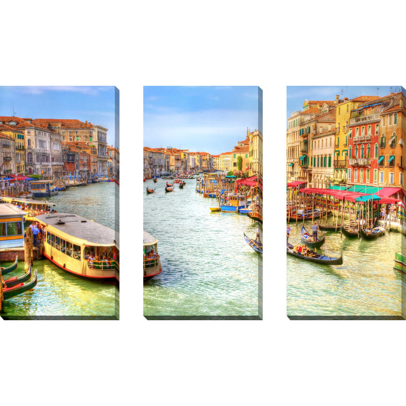 Venise, Italie - ensemble de 3 reproductions de photos sur toiles tendues, H 32 po x l 48 po x P 0,75 po
