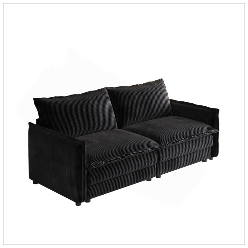 Canapé en tissu d'ameublement Corduroy, Noir