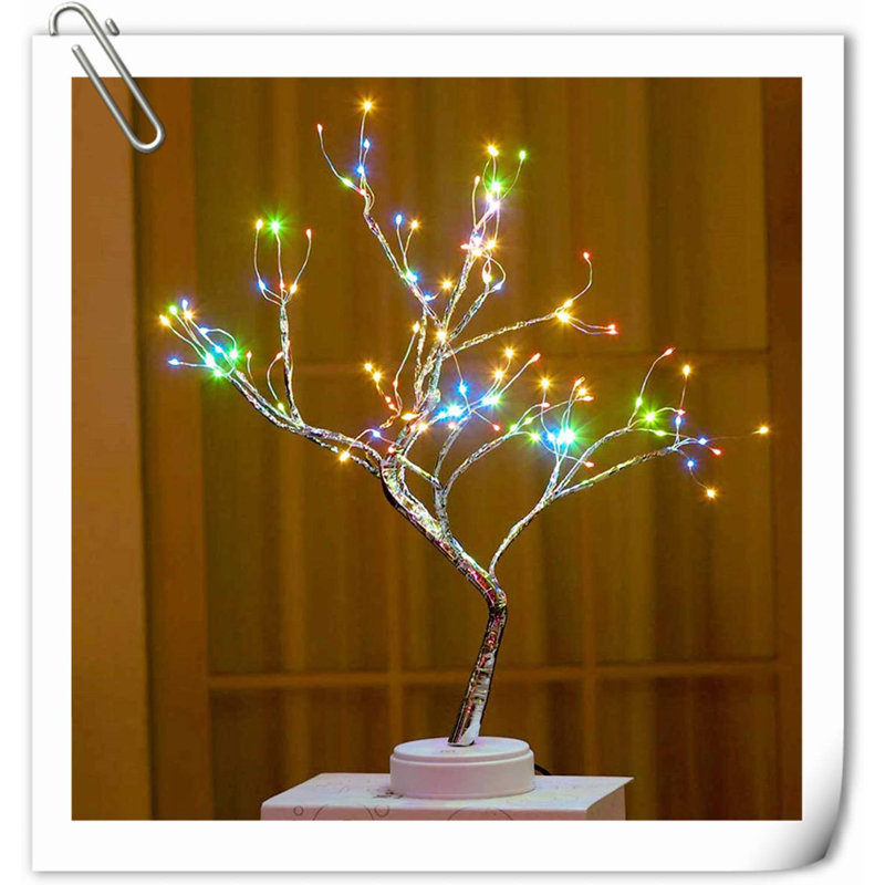 20" 108 LED Tabletop Bonsai Tree Light, Sparkly Fairy Spirit Tree Lights, Battery/USB Operated, DIY Artificial Tree Lamp For Bedroom Desktop Christmas Indoor Decoration Lights (Colourful)