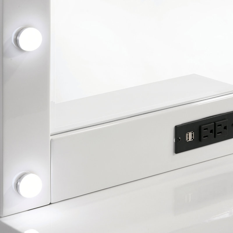 Commode 5 tiroirs Sarim, Blanc ultrabrillant