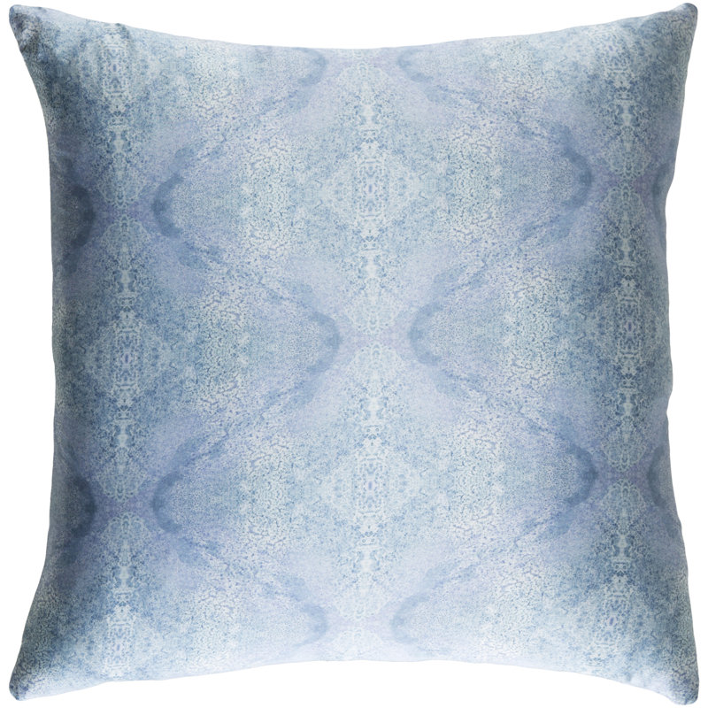 Kalos Square Silk Throw Pillow, 20" H x 20" W x 4" D, Blue, Down