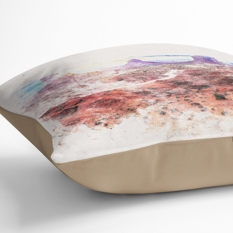 Monument Valley Watercolour Cushion with Filling, 55cm H x 55cm W x 20cm D, Stone