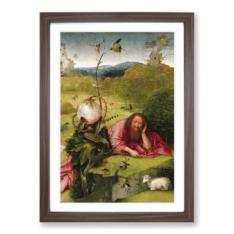 John the Baptist by Hieronymus Bosch - Picture Frame Painting, Walnut Framed, 65cm H x 48cm W x 2cm D