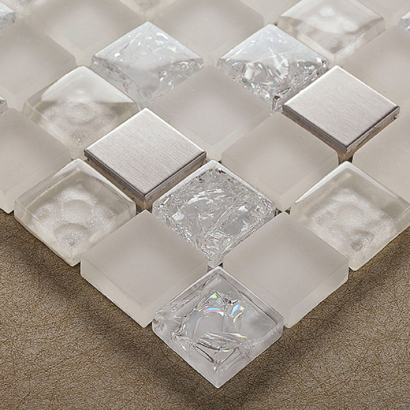 Mini carreau de mosaïque pour mur et plancher en verre et pierre 1 "x 1" Mini Teseo, Gris