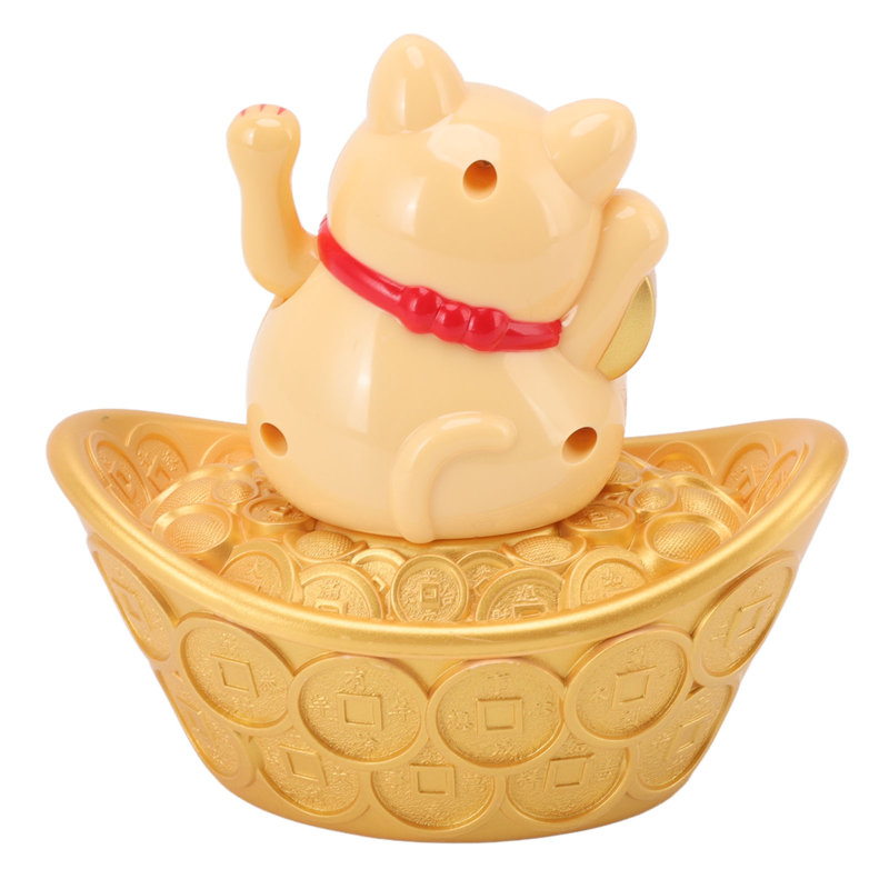 Ornement en forme de chat solaire chanceux Wealth Welcome Waving Hand Fortune Statue for Home Car Dashboard Decor MLY23028 Blessing Bag Yellow