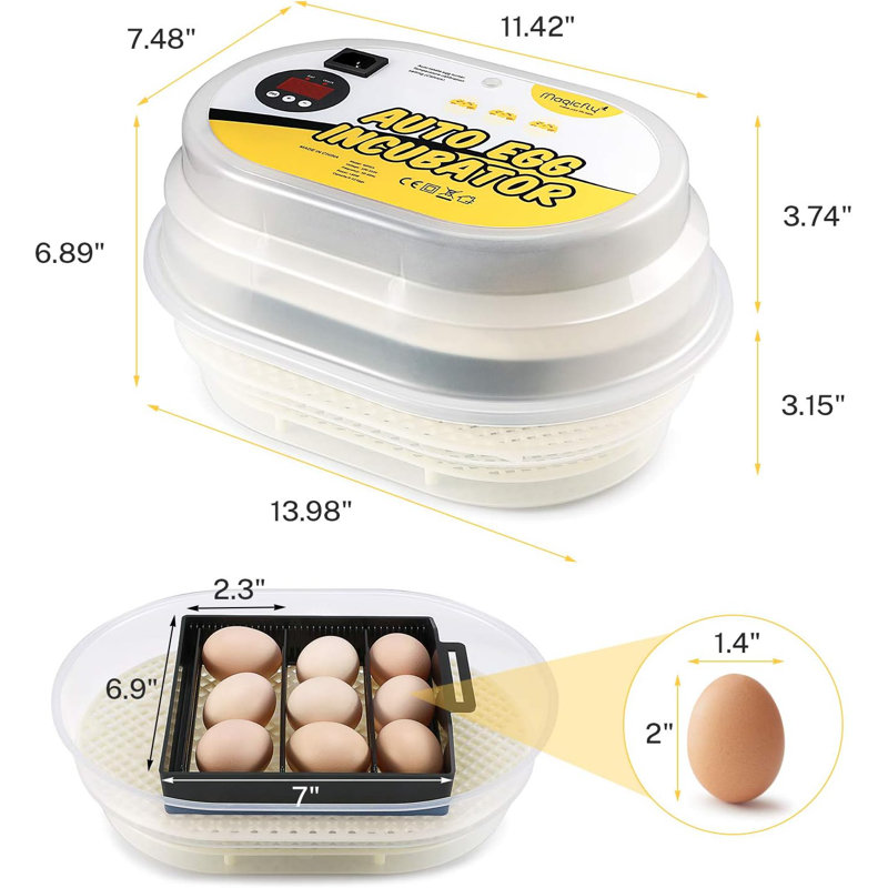 Magicfly Mini Egg Incubators for Hatching Eggs, with Automatic Egg Turning, 9-12 Eggs Hatching Incubator for Chickens, Ducks, Goose, Birds