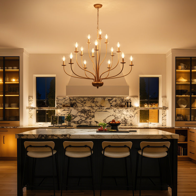 15-Light 39.37"W Large Dimmable Traditional/Classic Candle Style Chandelier For Living Room Dining Room, Gold
