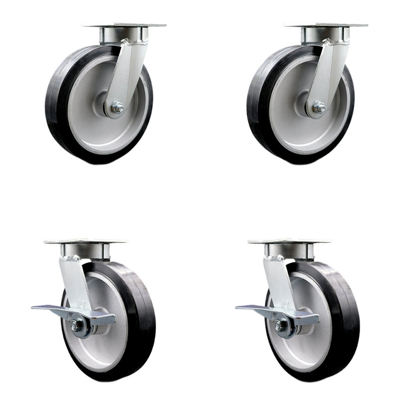 Ensemble de 4 roulettes en caoutchouc sur aluminium