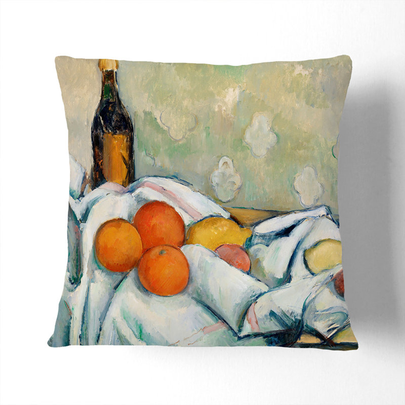 Still Life With Fruit Vol.2 Square Throw Cushion, 55cm H x 55cm W x 20cm D, Black
