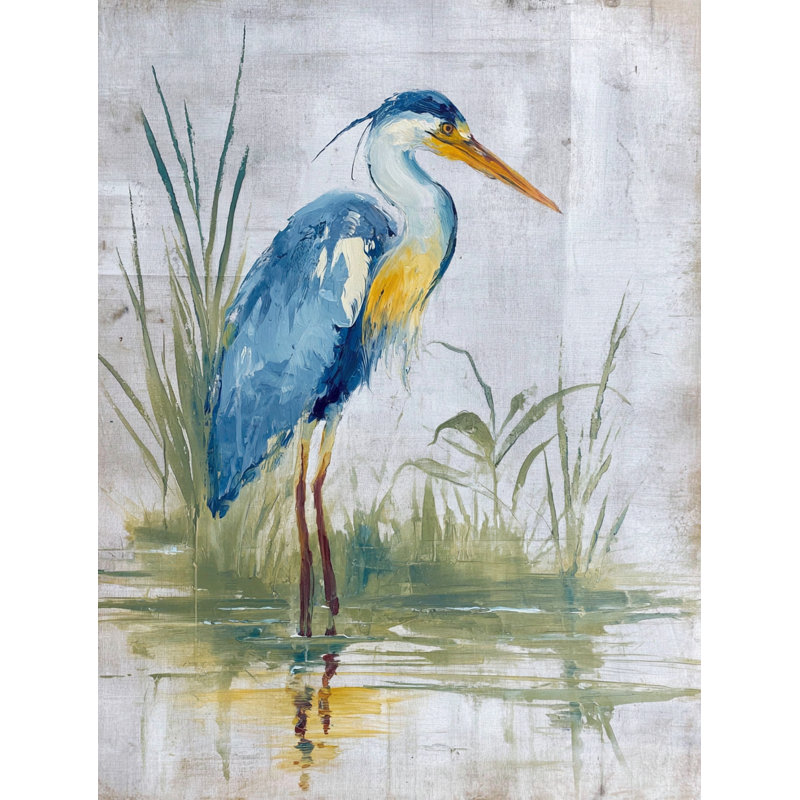 «Pastel Marsh Heron», art mural sur toile tendue, H 24 po x l 16 po