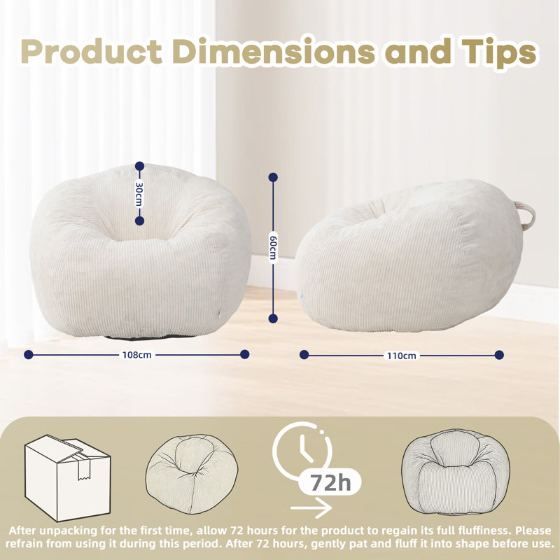 Beanbag Sofa, Round, Beige