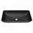 22" L -14" W - 4" H Matte Black Glass Rectangular Vessel Bathroom Sink with Faucet and Pop-Up Drain in Matte Black