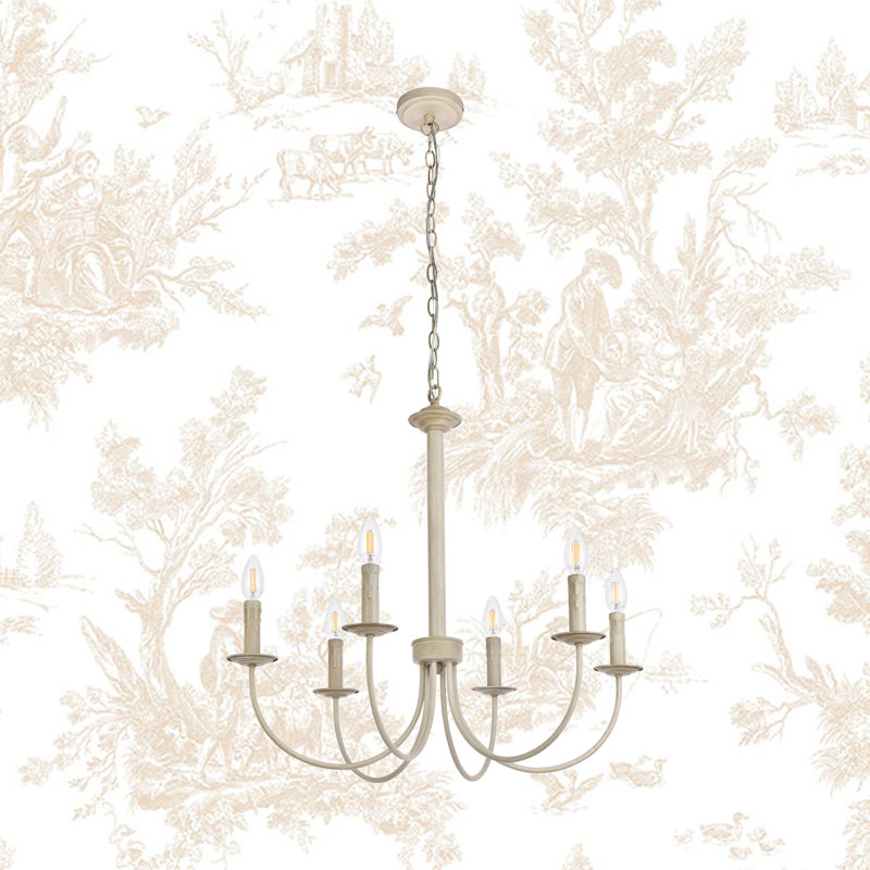 Lustre classique à 6 lumières de style bougie Nola, H 89 po x l 26 po x P 26 po, Colombe délavée