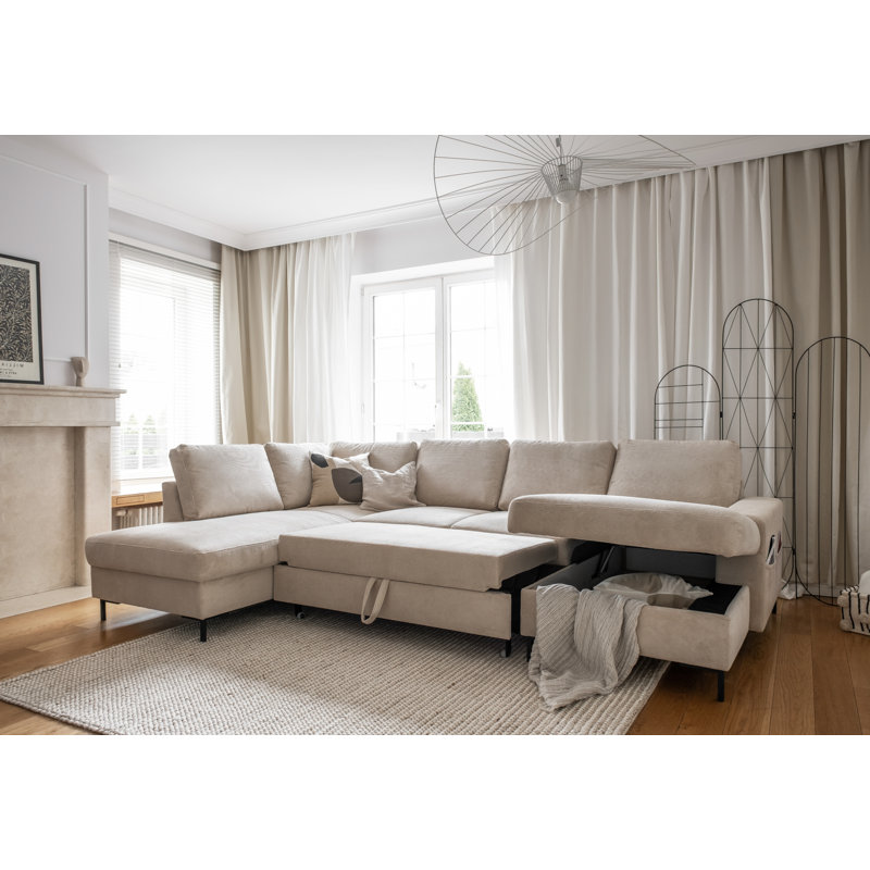 Lofty Lilly 8 seater Corner Sofa Bed, Beige, Left Hand Facing