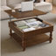 Table basse à plateau relevable cannelé 31,5 pouces avec mécanisme de levage hydraulique et pieds en bois massif rétro pour le salon-129223054