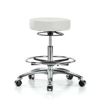 Tabouret médical PERCH Chrome avec réglage de la hauteur à 360 degrés et repose-pieds | Hauteur du banc moyen: 20,5 à 28 po