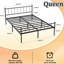 Structure de lit pour grand lit en noir, tête de lit et structure renforcée, sans sommier, espace de rangement sous le lit pour une chambre bien rangée, matériau texturé épais avec rangement en métal noir, ressorts nécessaires-654388189