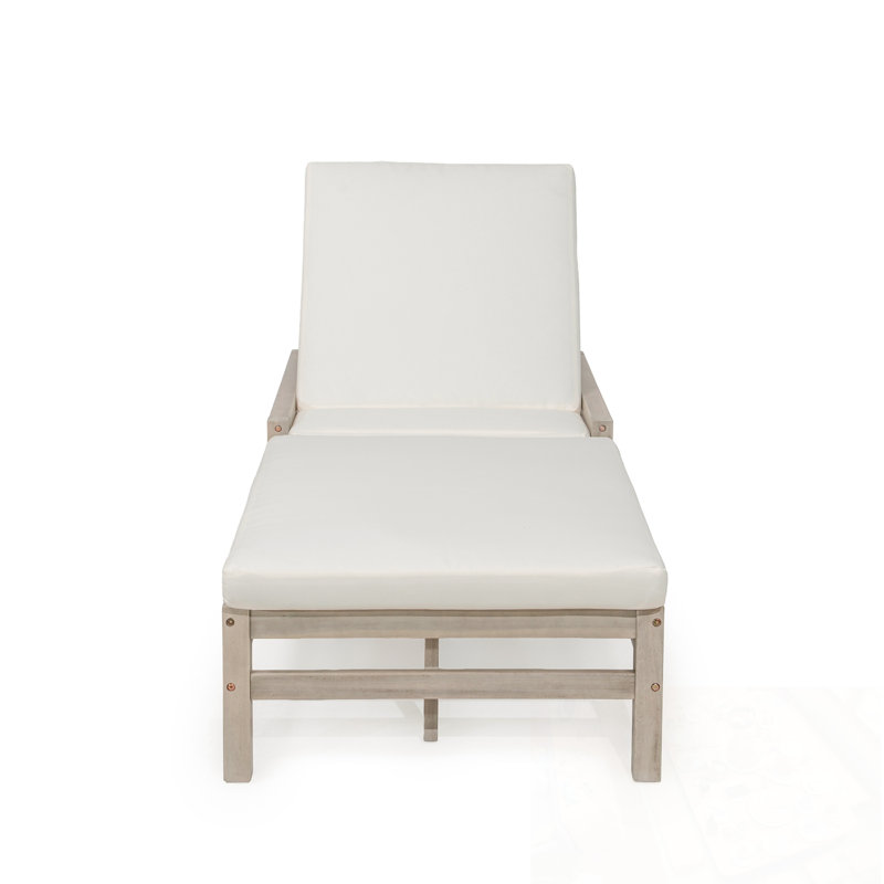 Chaise longue d'extérieur réglable avec coussins épais, Gris