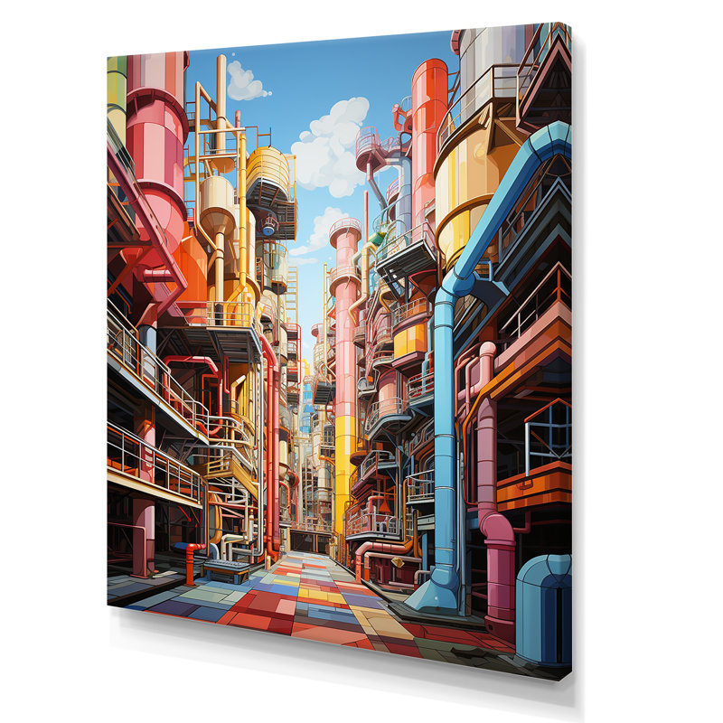 «Mulitcolor Power Plants Heart of Industry» sur impression sur toile, H 32 po x l 24 po x P 1 po, Toile tendue