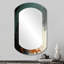 Giffin blanc bleu et orange pierre tempête III - peinture abstraite miroir cylindrique, miroir mural asymétrique orange unique, impression sur métal-107247916