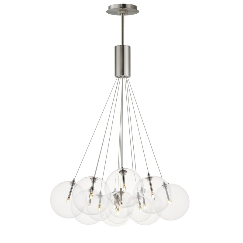Luminaire suspendu 12 lumières Celica, Nickel satiné