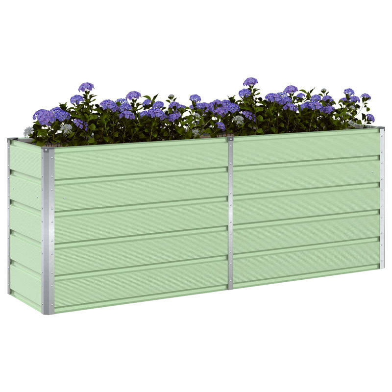 Planter Galvanised Steel, 77cm H x 195cm W x 100cm D, Pastel Green