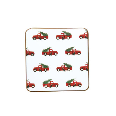 Wood Square 4 Piece Coaster Set