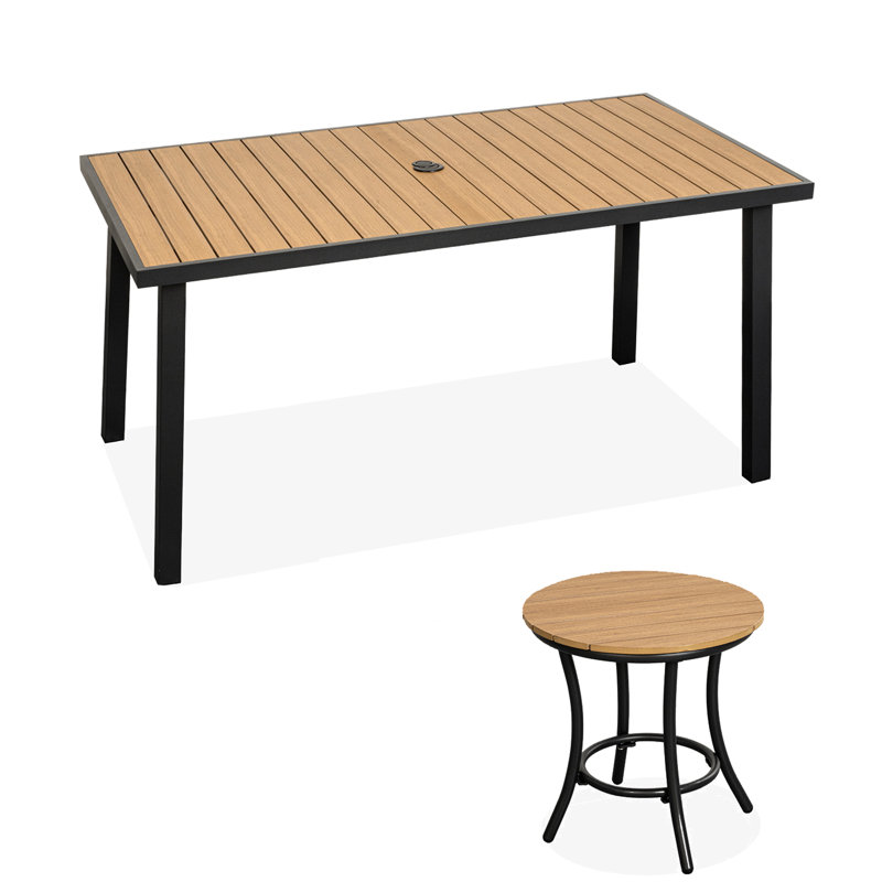 Table de salle à manger d'extérieur en aluminium Loddon, Blanc, Jaune