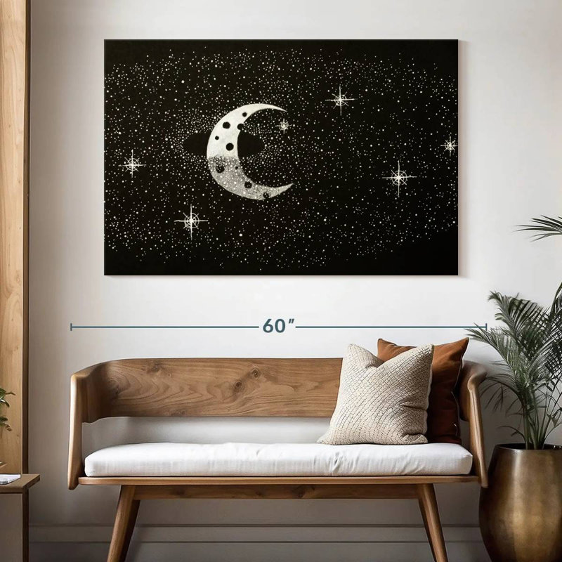 Oberle Starry Crescent Moon, 34" H x 51" W