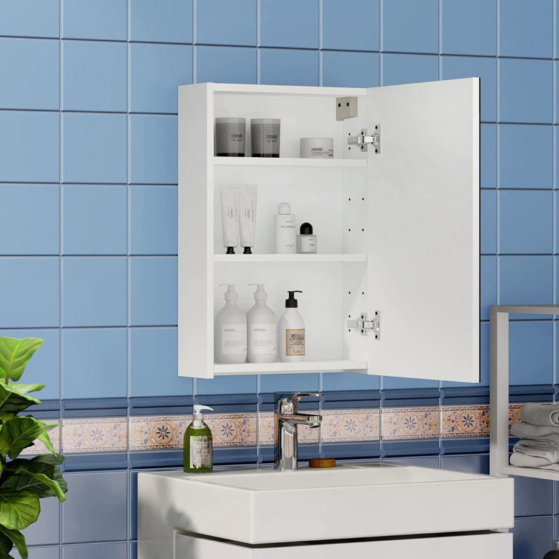 Reesha 1.31mm W 1.97mm H Wall Mounted Required Framed Medicine Cabinet Mirror 3 Adjustable, 70cm H x 50cm W x 15cm D