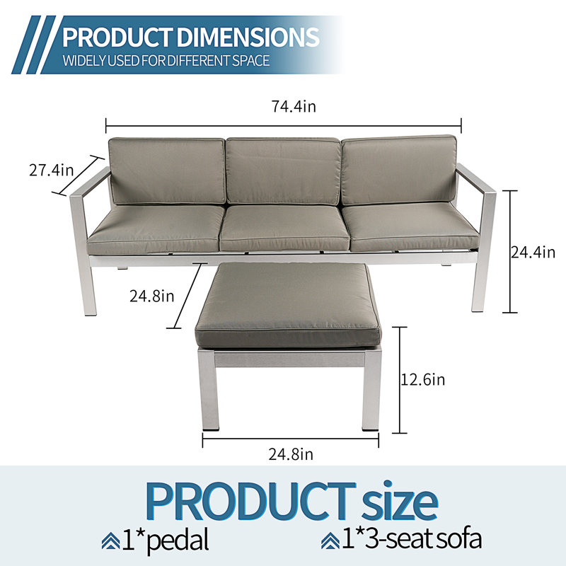 Cleste 79.13'' Aluminum Outdoor Patio Sectional Set
