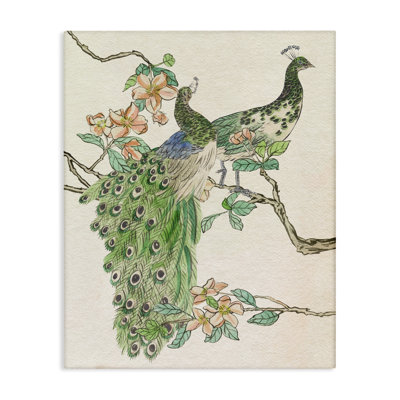 «Peacock pair on branch», art mural par Melissa Wang